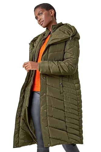 Padded Coat for Women UK - Ladies Longline Puffer Winter Quilted Parka Waterproof Rainproof Wind Res