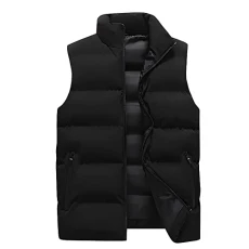 Padded Gilet for Men UK Plus Size Bodywarmer Warm Winter Jacket Puffer Vest Lightweight Sleeveless Body Warmer Jacket with Zip Pockets Quilted Thick Windproof Outwear Puffer Coat Size M-5XL