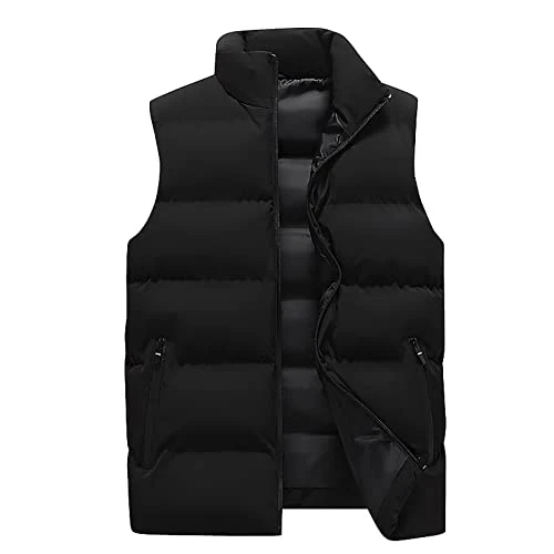 Padded Gilet for Men UK Plus Size Bodywarmer Warm Winter Jacket Puffer Vest Lightweight Sleeveless Body Warmer Jacket with Zip Pockets Quilted Thick Windproof Outwear Puffer Coat Size M-5XL