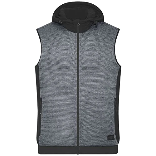 Padded Knitted Fleece Vest in Attractive Material Mix for Men (XXL, Carbon-Melange/Black)