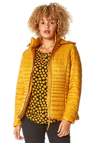 Padded Parka Coat with Hood for Women UK - Ladies Fitted Jacket Autumn Winter Quilted Waterproof Rai