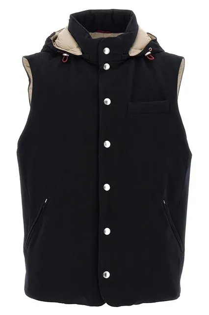 Padded wool vest - Black
