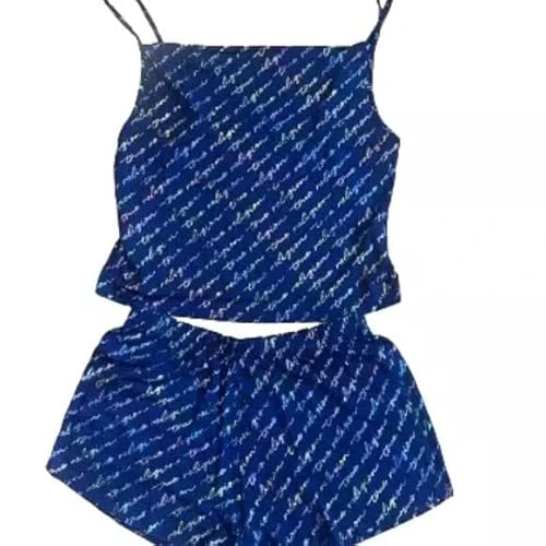 Pajama Set Cami Top & Sleep Short Size M Blue, Blue, M