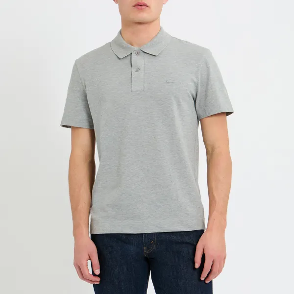 Pale Grey Cotton Polo Shirt - Grey