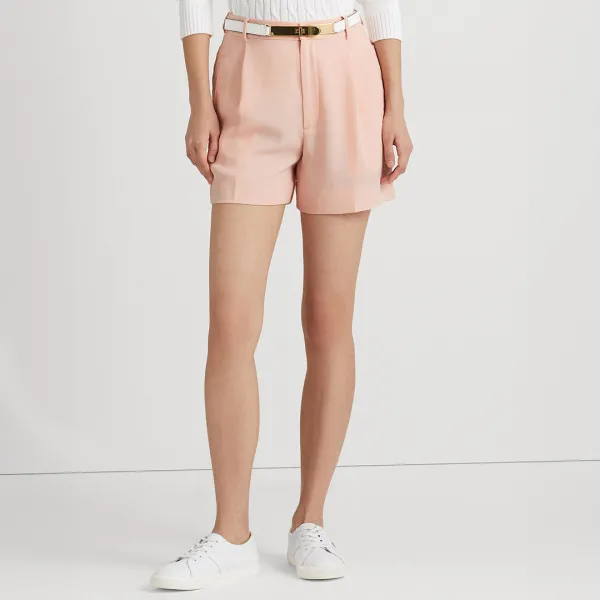 Pale Pink Georgette Pleated Shorts - Pink