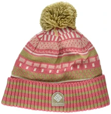 Palmer Peak Pom Beanie Hat, Dark Coral Apres Stripe, One Size