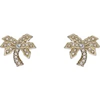 Palmria Gold Crystal Palm Tree Stud Earrings - Gold