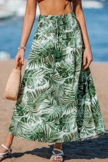 Palms in the Wind Tropical Cover-Up Midi Skirt - Green
