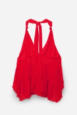 Panelled Top With Knotted Neck - Red