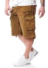 Panoramique Men's Cargo Shorts Bermuda Shorts with Belt, khaki, M Panoramique Men's Cargo Shorts Bermuda Shorts with Belt, khaki, M