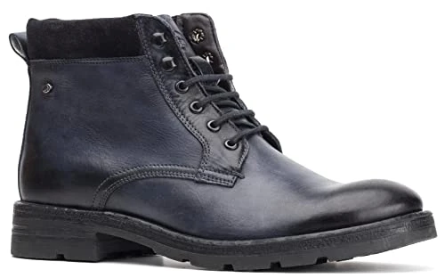 PANZER Mens Leather Lace Up Boots Blue 45