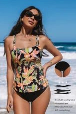 Papaya Paradise Period Tropical Tankini Set - Black