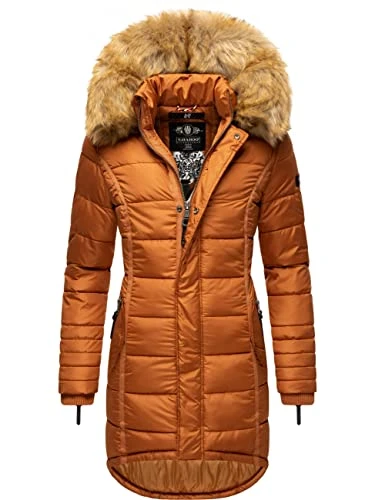 Papaya Women's Warm Winter Quilted Coat XS - XXL, Rusty Cinnamon, M