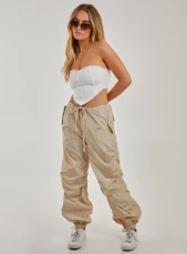 Parachute Cargo Cuffed Trousers  - XS  - Stone