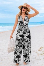 Paradise Glow Tropical Jumpsuit - Black