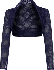 Paramount Long Sleeve Cropped Lace Bolero Shrug Blue