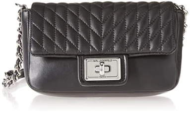 Paris Agyness Quilted Flap Crossbody, Black/Silver, One Size Paris Agyness Quilted Flap Crossbody, Black/Silver, One Size