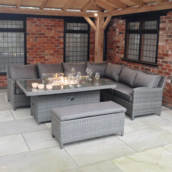 Paris Grey 7pc Deluxe Modular Corner Dining Set