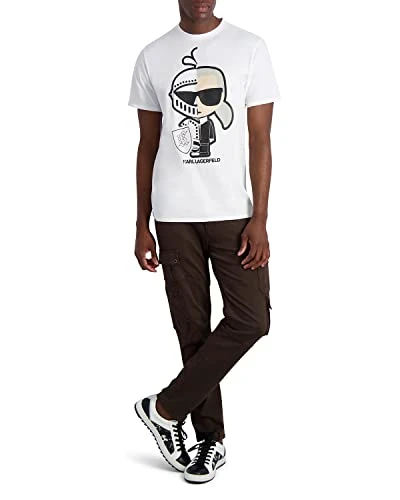 Paris Men's Karl Knight Printed Graphic Tee Shirt T, White, XL