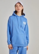 Paris Slogan Hoodie  - L  - Blue