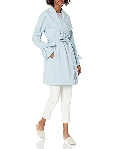 Paris Women's Belted Trench Coat Transitional Jacket, Cascade Sky Blue, XS