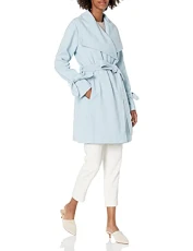 Paris Women's Belted Trench Coat Transitional Jacket, Cascade Sky Blue, XS Paris Women's Belted Trench Coat Transitional Jacket, Cascade Sky Blue, XS
