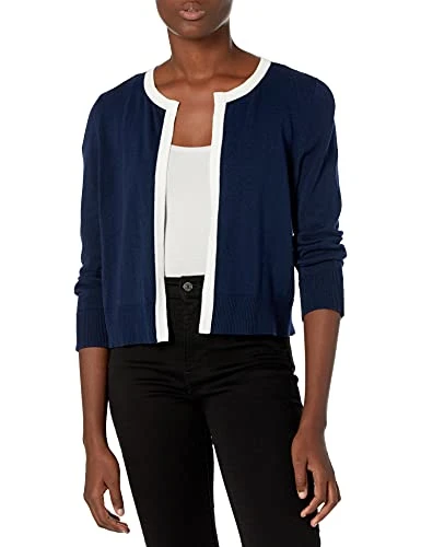 Paris Women's Spectator Bolero Shrug with Fringe Detail Cardigan Sweater, Eclipse/Ivory, Large