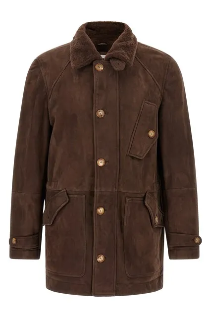 Parka model sheepskin jacket - Brown