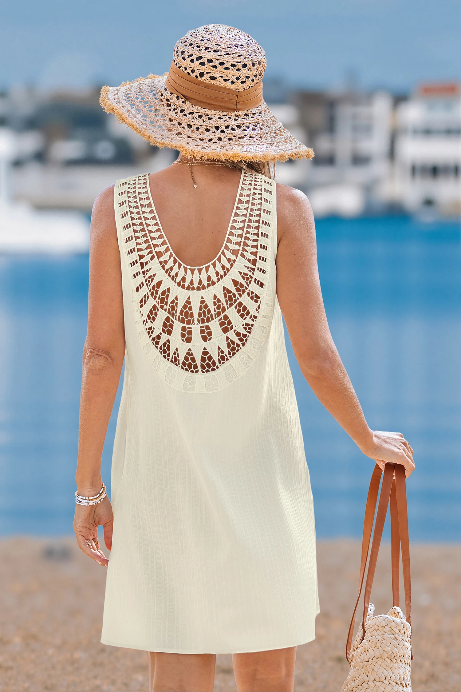 Party in the Back Beige Cover-Up Mini Dress