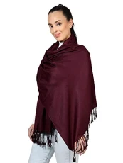 Pashmina Style All Seasons Handcrafted Wrap Shawl Stole Scarf (Burgundy)