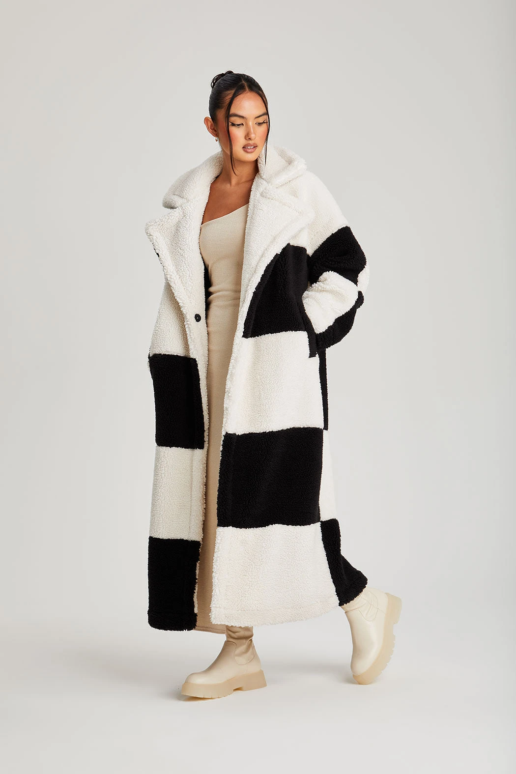 Patchwork Borg Jacket White /