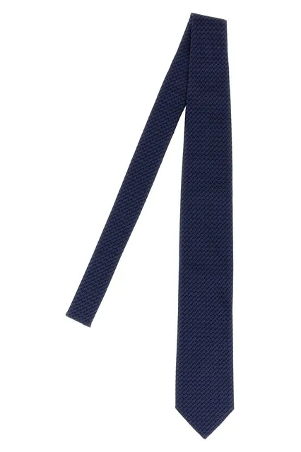 Patterned silk tie - Blue