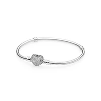 Pavé Heart Moments Silver Bracelet - 16cm