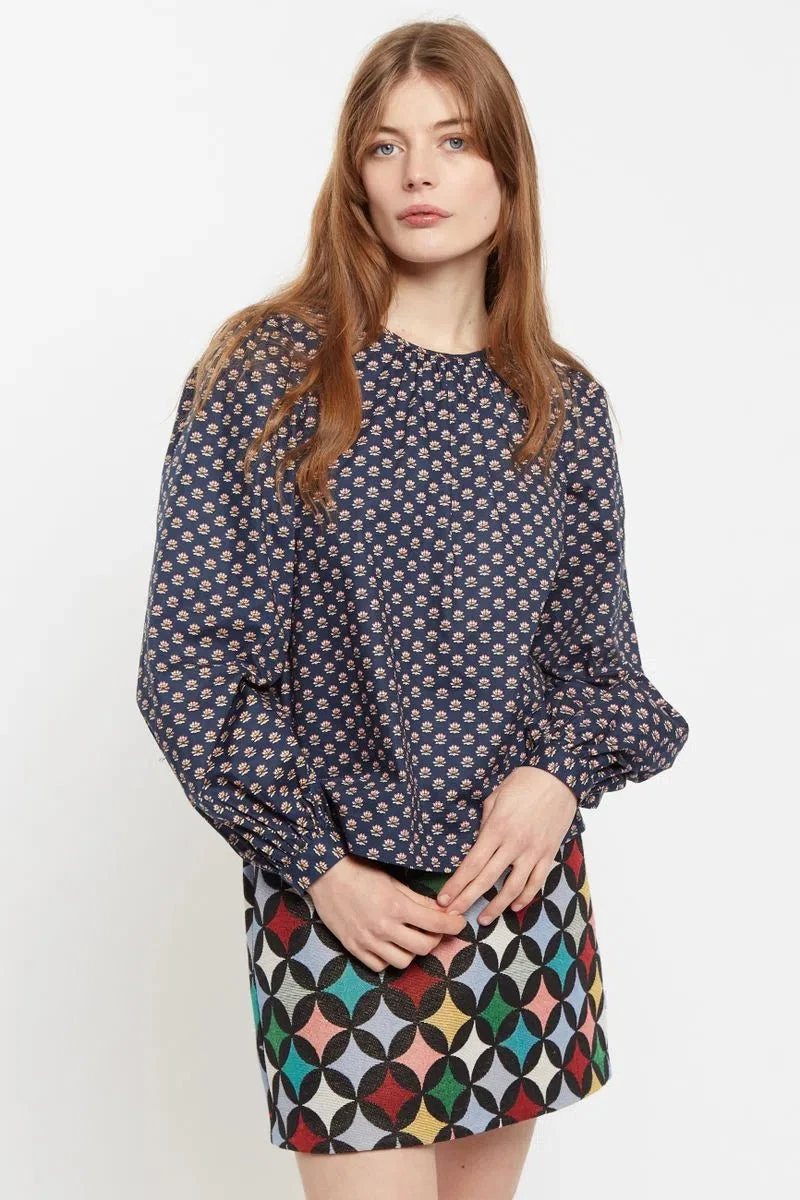 Pax Jaipur Print Long Sleeved Blouse - Navy