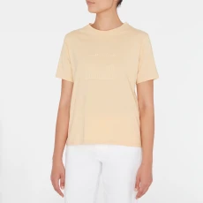 Peach Embroidered Chest Logo Cotton T hirt - Yellow