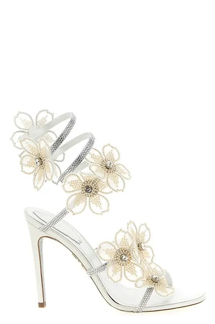 Peach Flower sandals - White