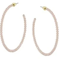 Peach Olympia Beaded Large Hoop Earring - Peach