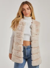 Pelted Faux Fur Gilet  - S  - Cream