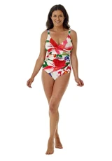 Peony Women’s Mock Wrap Swimming Costume One Piece Swimsuit/Swimwear Beach Dress(Pink, Size 18)