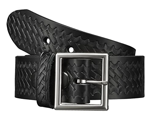 Perfect Fit 1.5 Inch Garrision Genuine Leather Belt American Made Black Leather and Chrome Buckle, Black, 32