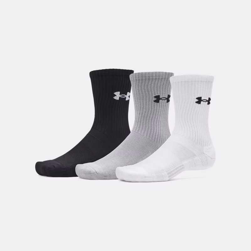 Performance Cotton Unisex 3-Pack Crew Socks White / Steel / Steel L