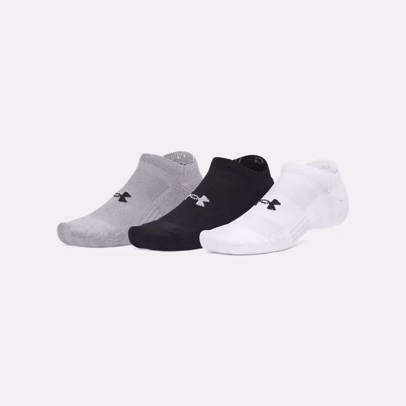 Performance Cotton Unisex 3-Pack No Show Socks White / Steel / Steel L