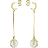 Perllie Gold Pearl Orbit Drop Earrings - Gold