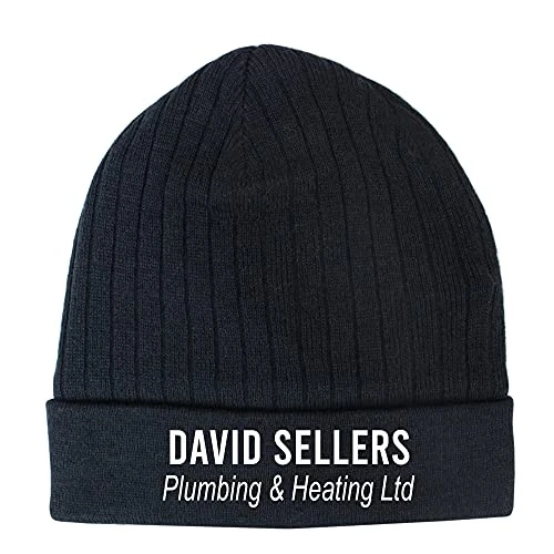 Personalised Business Logo Men's Thermal Insulated Beanie Hat (Navy)