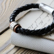 Personalised Copper and Silver Mens Bracelet