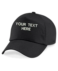 Personalised Embroidered Any Text Baseball Cap, BC010 Orignal Ultimate 5-Panel Cap Work Wear Cap Unisex Gift (Black)