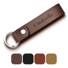 Personalised Keyring Pure Cowhide Leather Key Chains with Initials, Made in UK - Car Accessories for