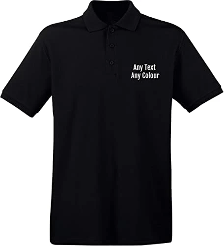 Personalised Polo T-shirt Workwear Business Custom Event Stag Do Work Uniform Construction Any Text Here Black