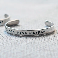 Personalised Silver Christening Cuff Bracelet