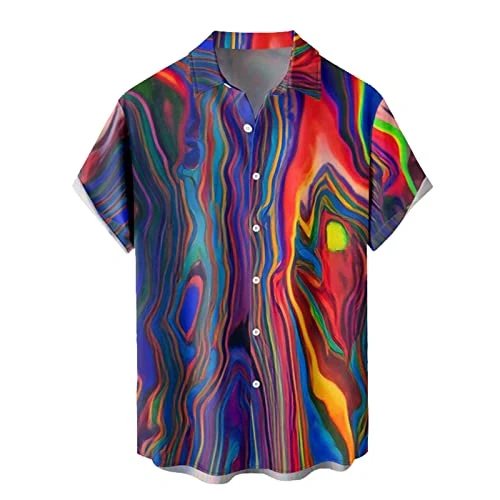 Personalised T Shirt UK Floral Shirt for Men Tropical Casual Short Sleeve Button Down Printed Beach Shirts Beaded Turtleneck Hawaiian Shirts Mens Tropical Pink Floral Beach Shirt Hawaiian Fancy Dress